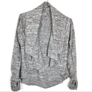 Athleta Haven II Wrap Open Drape Sweater Cardigan Space Gray Thumb Holes SMALL